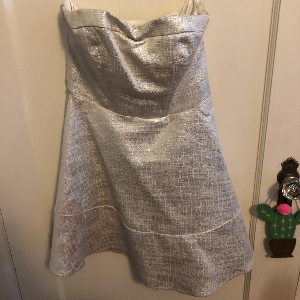 Shimmery white strapless dress from express